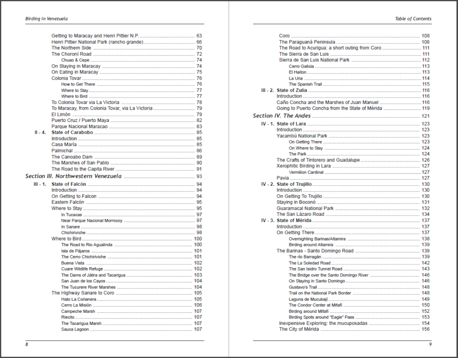 Birding in Venezuela sample page