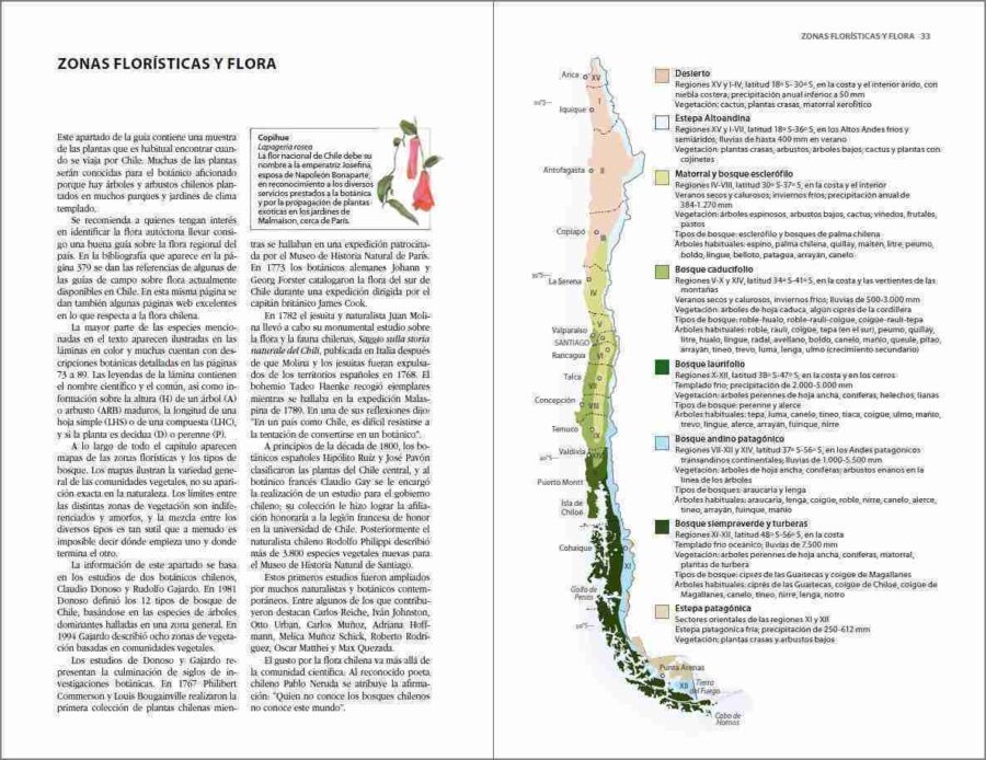 Flora y fauna de Chile. Página de muestra de la Guía de identificación