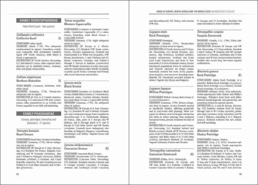 Birds of Europe, North Africa and the Middle East sample page