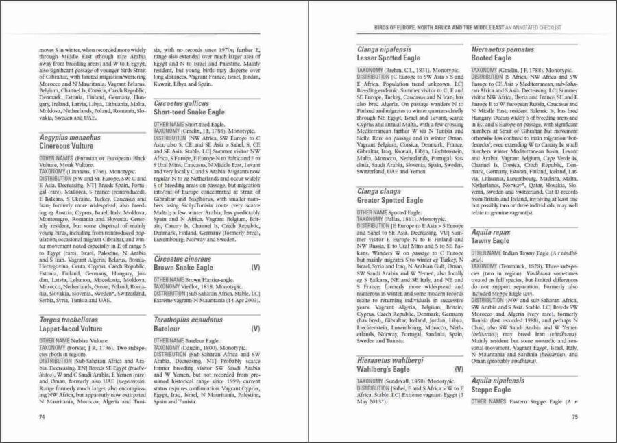 Birds of Europe, North Africa and the Middle East sample page