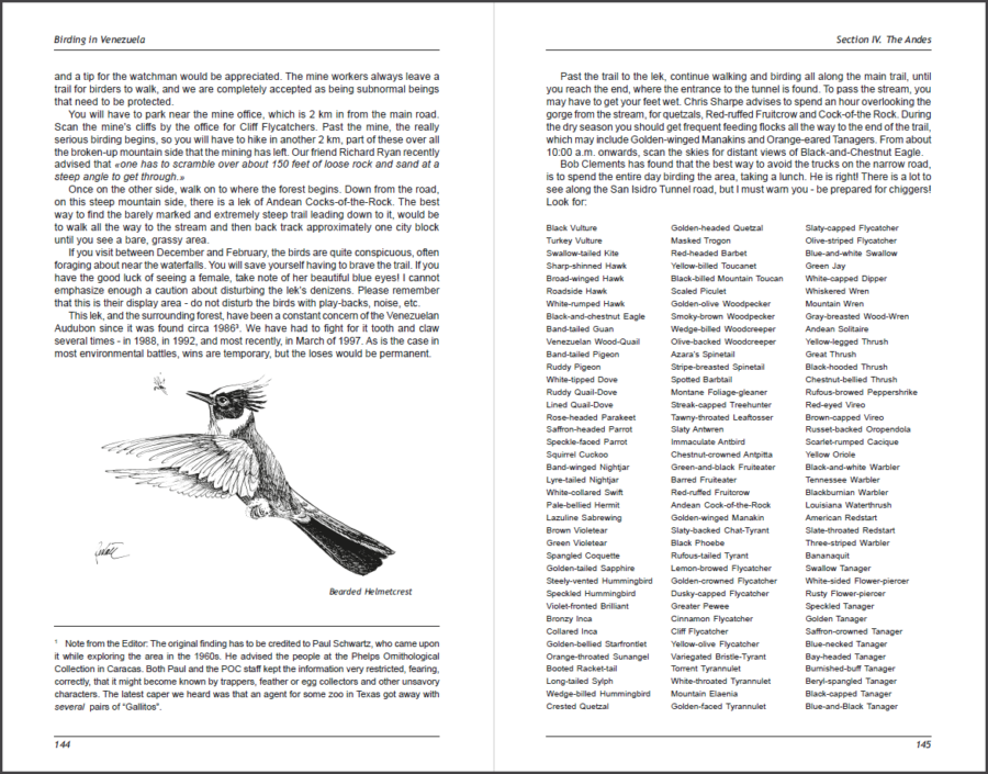 Birding in Venezuela sample page