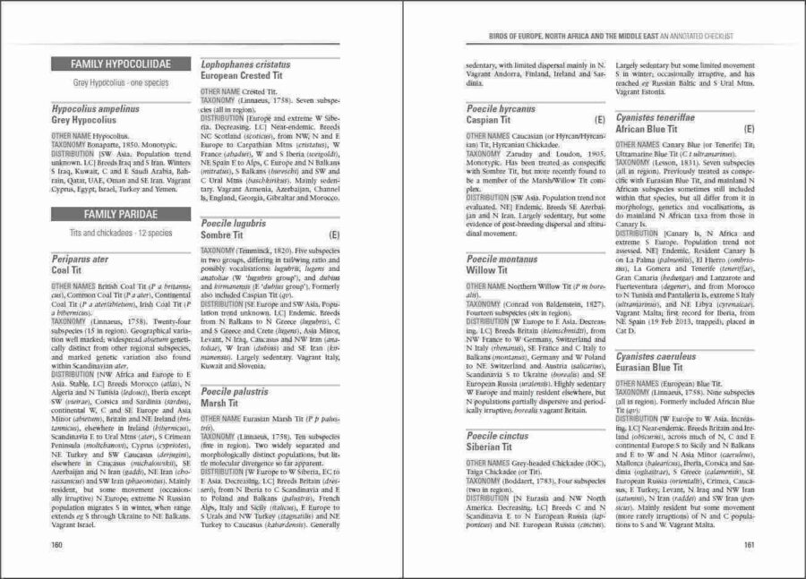 Birds of Europe, North Africa and the Middle East sample page