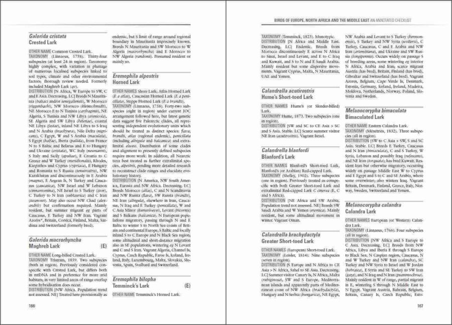 Birds of Europe, North Africa and the Middle East sample page