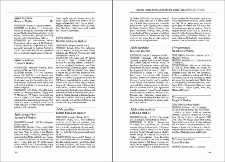 Birds of Europe, North Africa and the Middle East sample page