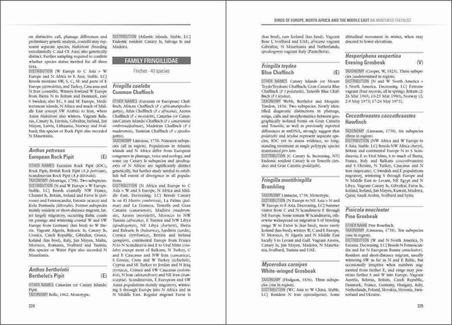 Birds of Europe, North Africa and the Middle East sample page