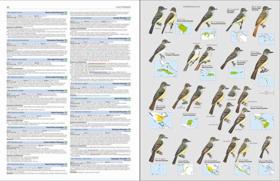 HBW y BirdLife International Lista Ilustrada de las Aves del Mundo. Página de muestra del Volumen 2