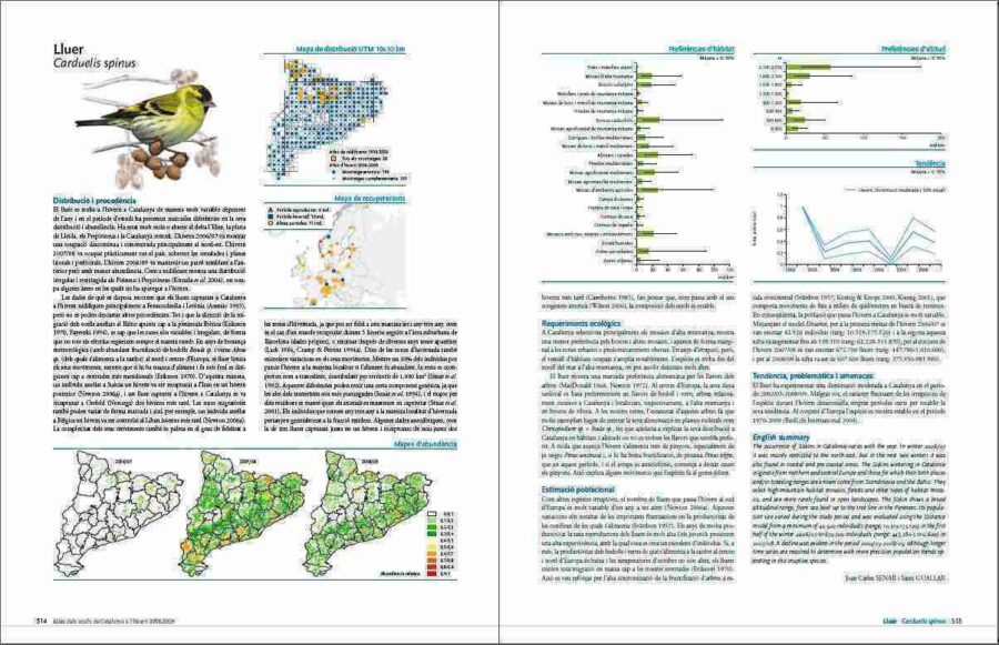 Atles dels ocells de Catalunya a l'Hivern 2006-2009 página de muestra