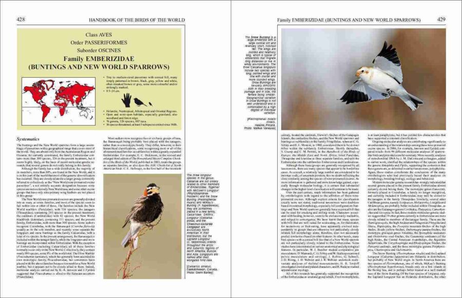 Handbook of the Birds of the World - Volum 16 pàgina de mostra